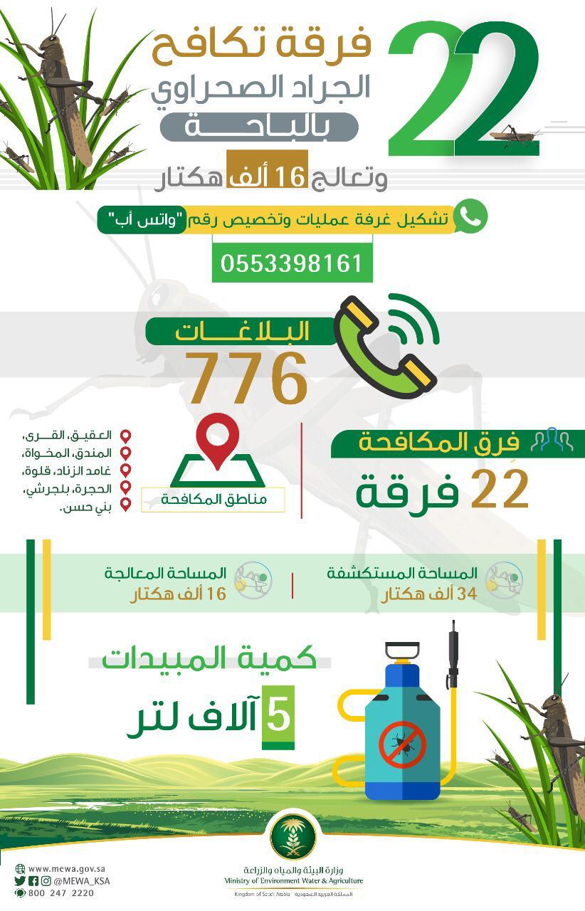 22 فرقة لمكافحة الجراد الصحراوي بالباحة 2019